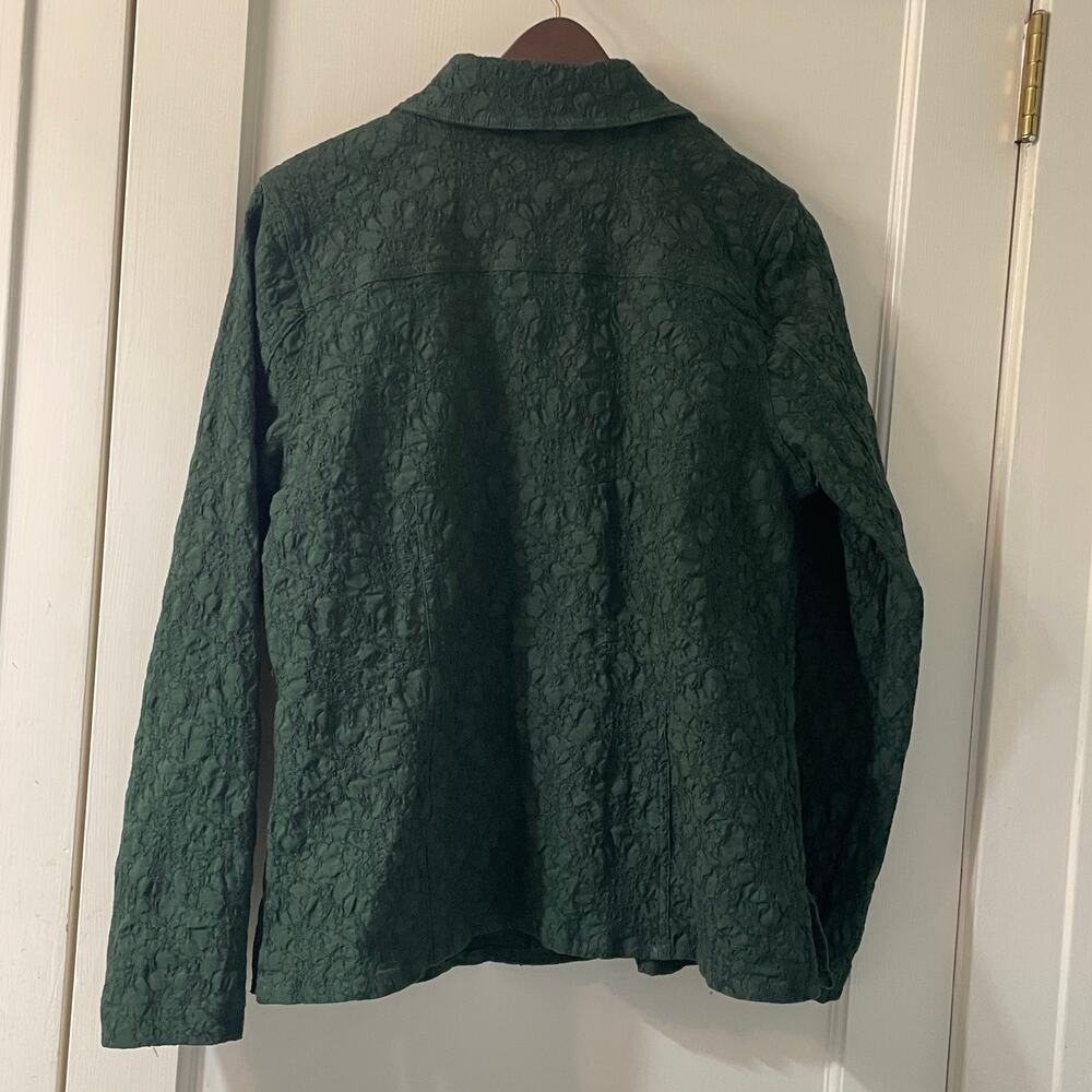 Acorn Cropped Button Front Jacket Women's M Forrest Green Cotton Blend - Picture 3 of 6
